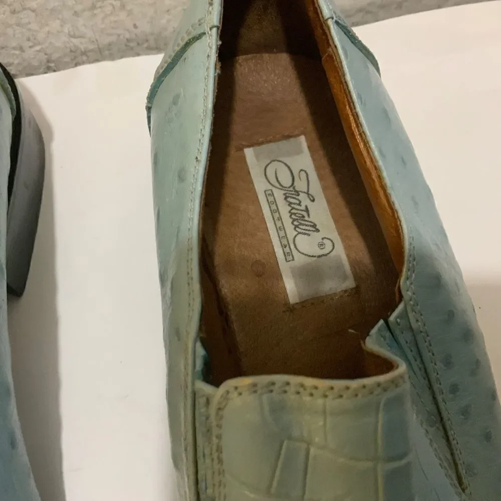 Fratelli Loafers Mens Size 9 Leather Slip On blue Square Toe Dress Shoes